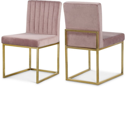 Giselle Pink Velvet Dining Chair, Set of 2