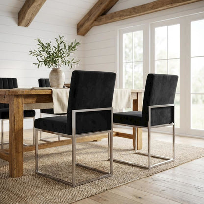 Chrome Velvet Dining Chairs Set of 2 with Contemporary Design and Durable Frame