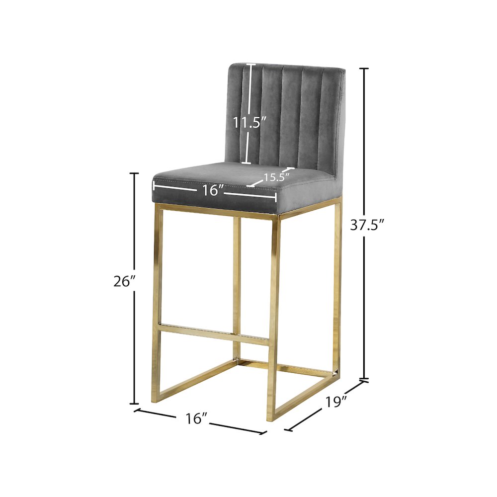 Giselle Grey Velvet Stool
