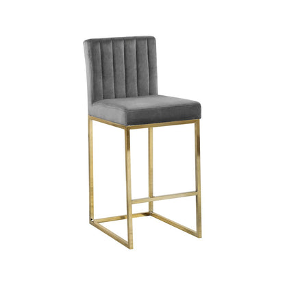 Giselle Grey Velvet Stool