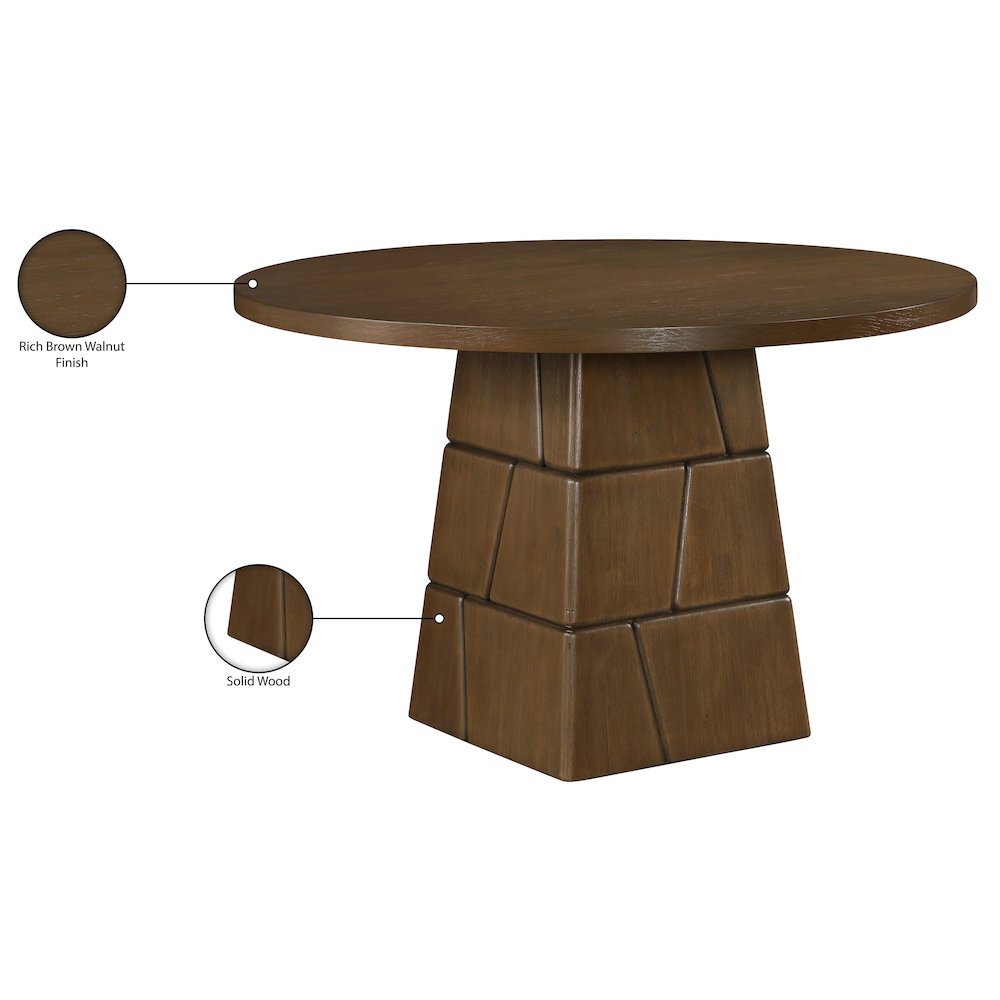 Tavio 48" Brown Walnut Oak Veneer And Solid Wood Dining Table