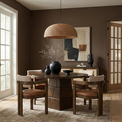 Tavio 48" Brown Walnut Oak Veneer And Solid Wood Dining Table