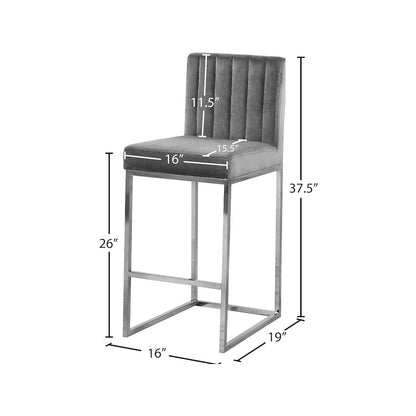 Giselle Grey Velvet Stool