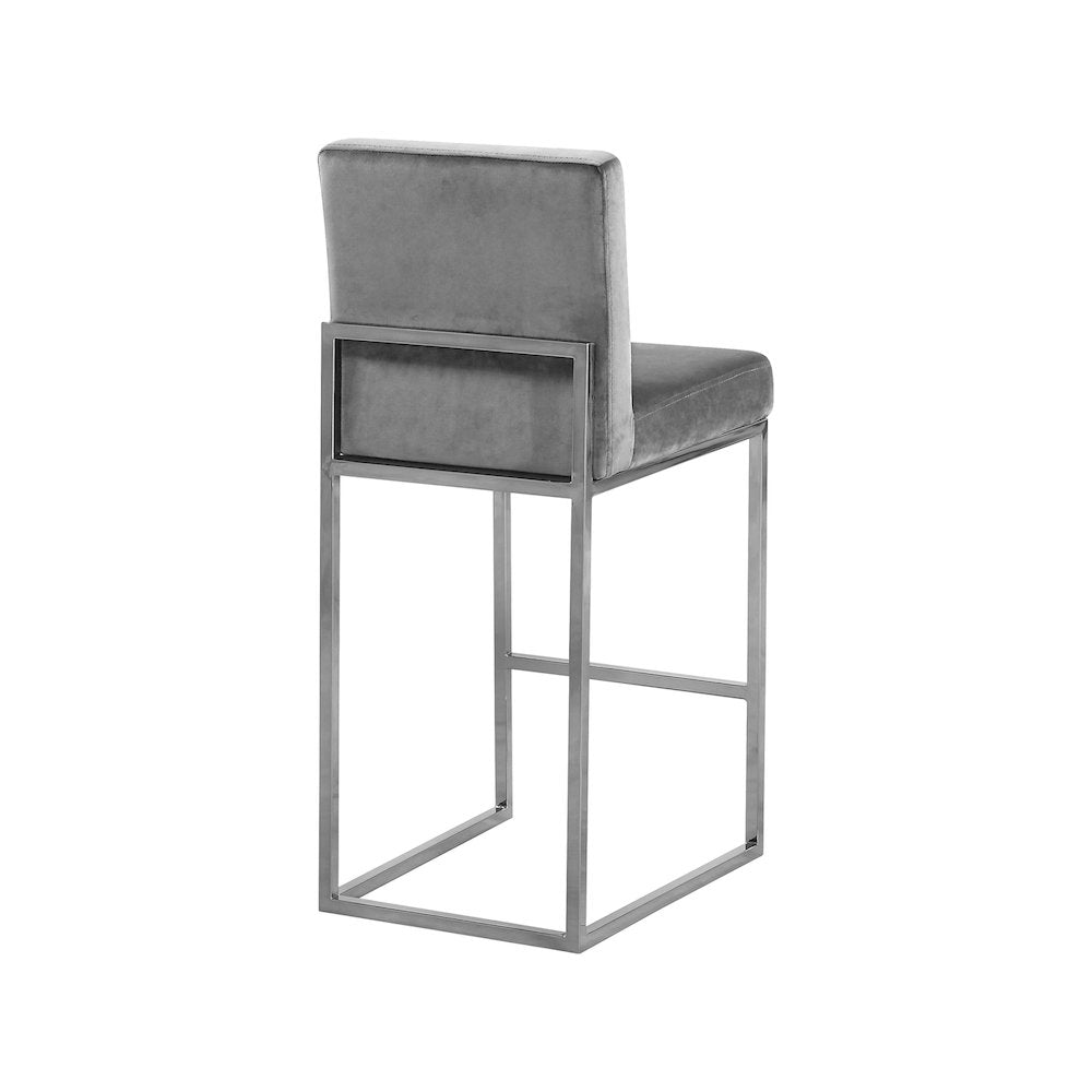 Giselle Grey Velvet Stool