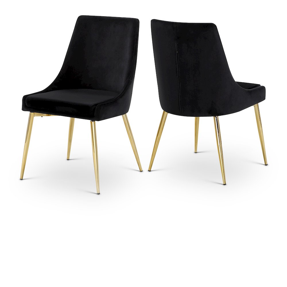 Karina Black Velvet Dining Chair, Set of 2