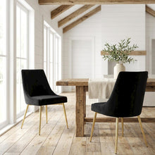 Gold Velvet Dining Chair Set of 2 with Contemporary Design and Cushioned Seats