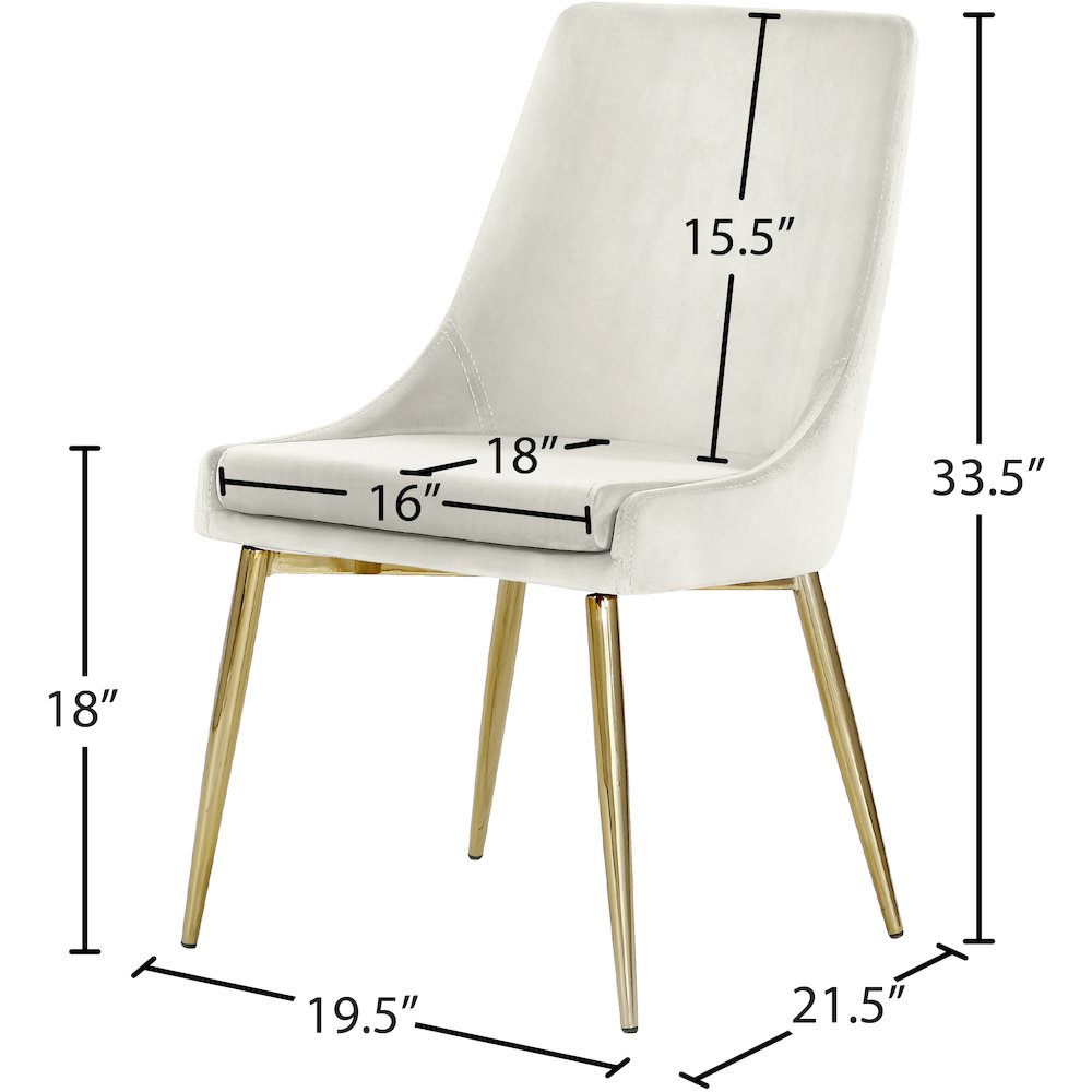 Karina Cream Velvet Dining Chair, Set of 2