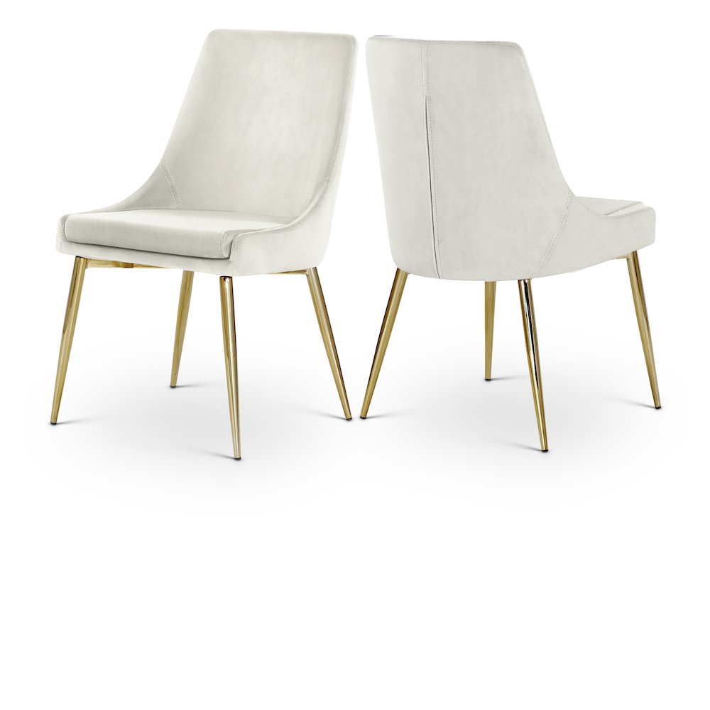 Karina Cream Velvet Dining Chair, Set of 2
