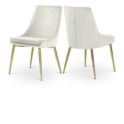 Karina Cream Velvet Dining Chair, Set of 2