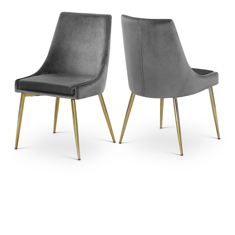 Karina Grey Velvet Dining Chair, Set of 2