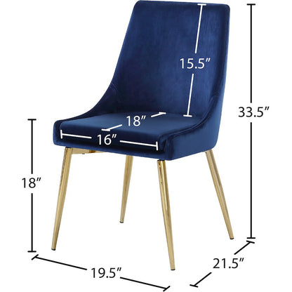 Karina Navy Velvet Dining Chair, Set of 2