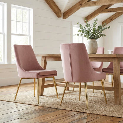 Gold Velvet 2-Piece Dining Chairs with Contemporary Design and Cushioned Seat