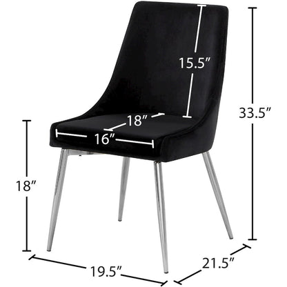 Karina Black Velvet Dining Chair, Set of 2