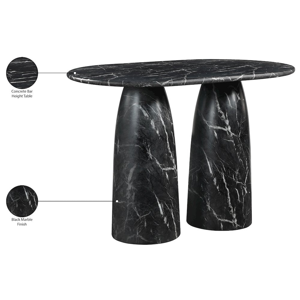 Cosenza Black Concrete Indoor/Outdoor Bar Table (3 Boxes)