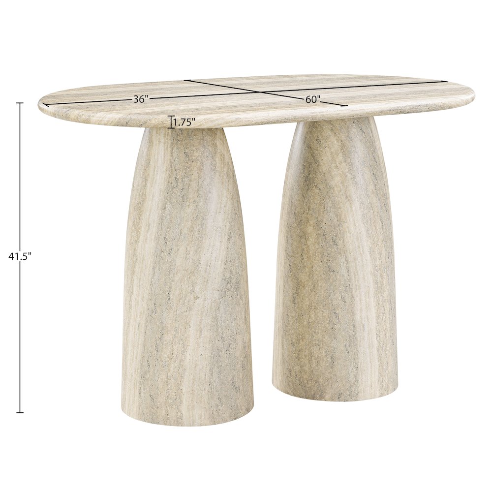Cosenza Travertine Concrete Indoor/Outdoor Bar Table (3 Boxes)