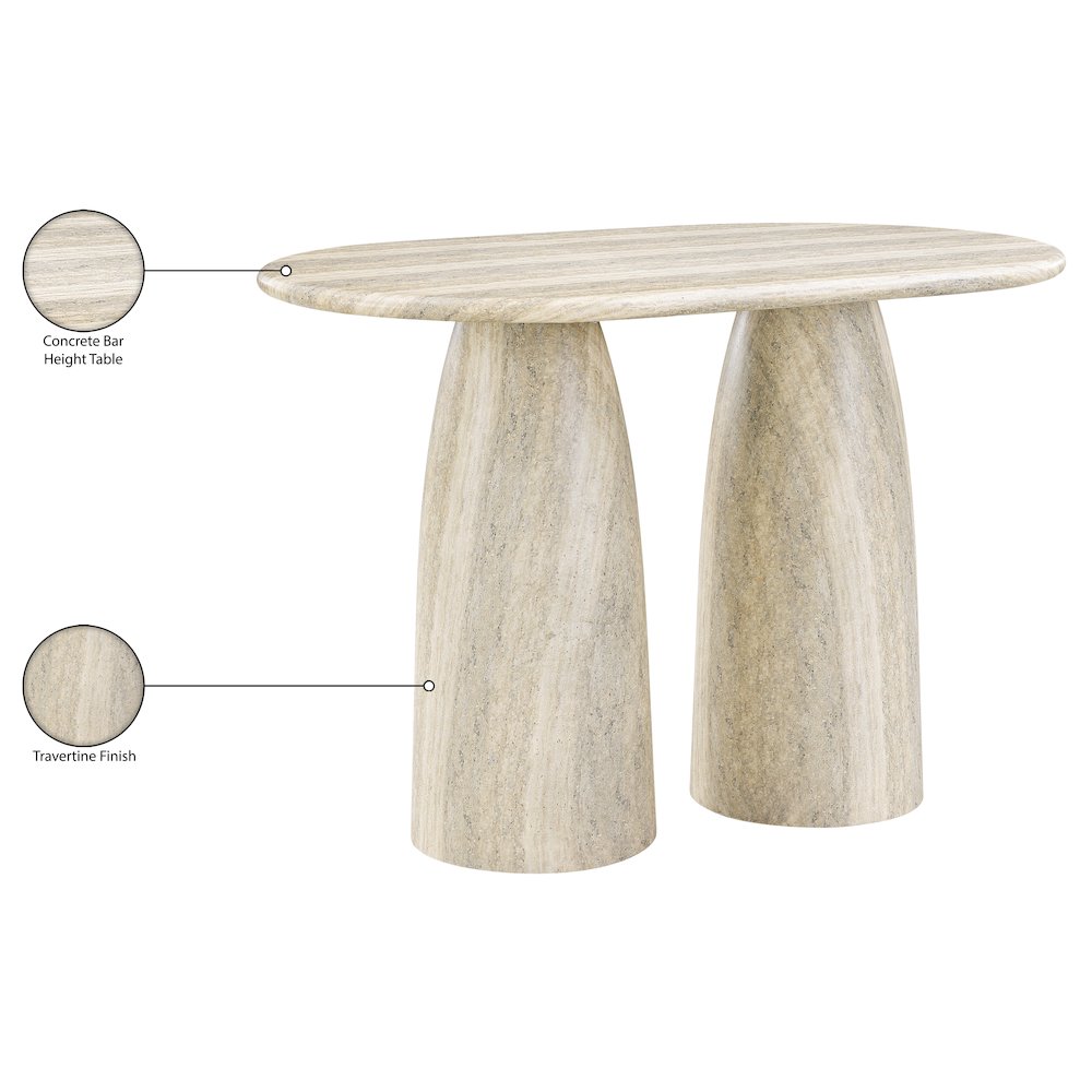 Cosenza Travertine Concrete Indoor/Outdoor Bar Table (3 Boxes)