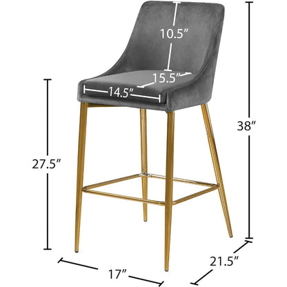 Karina Grey Velvet Stool, Set of 2