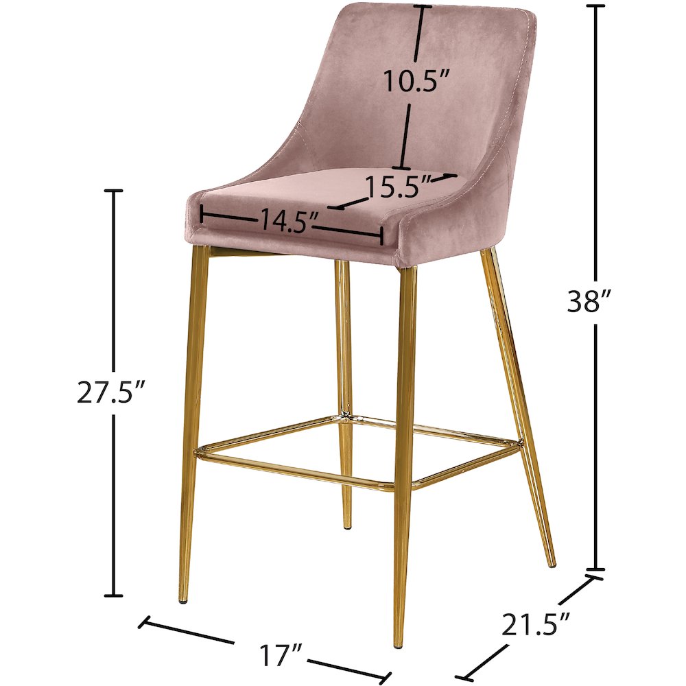 Karina Pink Velvet Stool, Set of 2