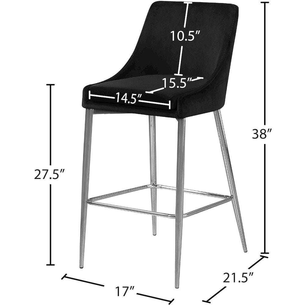 Karina Black Velvet Stool, Set of 2