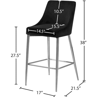 Karina Black Velvet Stool, Set of 2