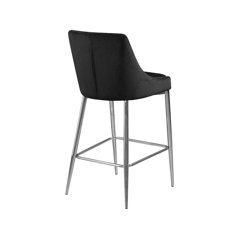 Karina Black Velvet Stool, Set of 2