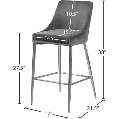 Karina Grey Velvet Stool, Set of 2