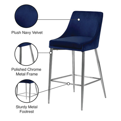 Karina Navy Velvet Stool, Set of 2
