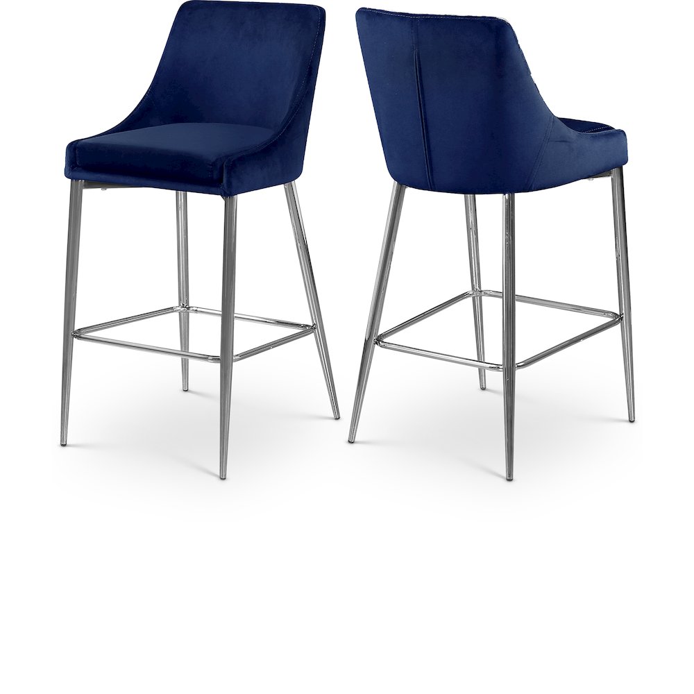 Karina Navy Velvet Stool, Set of 2
