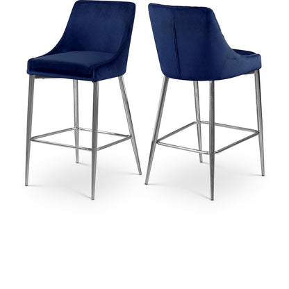 Karina Navy Velvet Stool, Set of 2