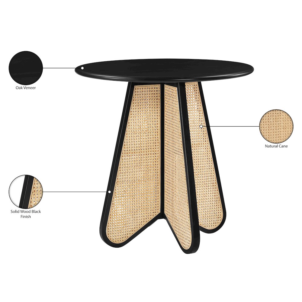 Butterfly 36" Black / Natural Solid Wood And Natural Cane Counter Height Table