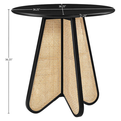 Butterfly 36" Black / Natural Solid Wood And Natural Cane Counter Height Table