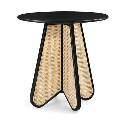 Butterfly 36" Black / Natural Solid Wood And Natural Cane Counter Height Table
