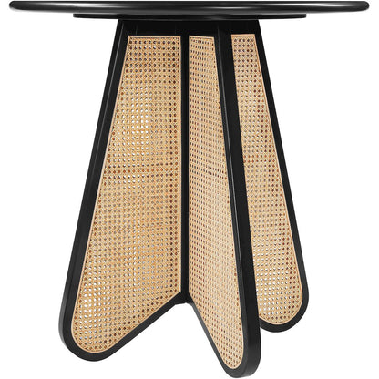 Butterfly 36" Black / Natural Solid Wood And Natural Cane Counter Height Table