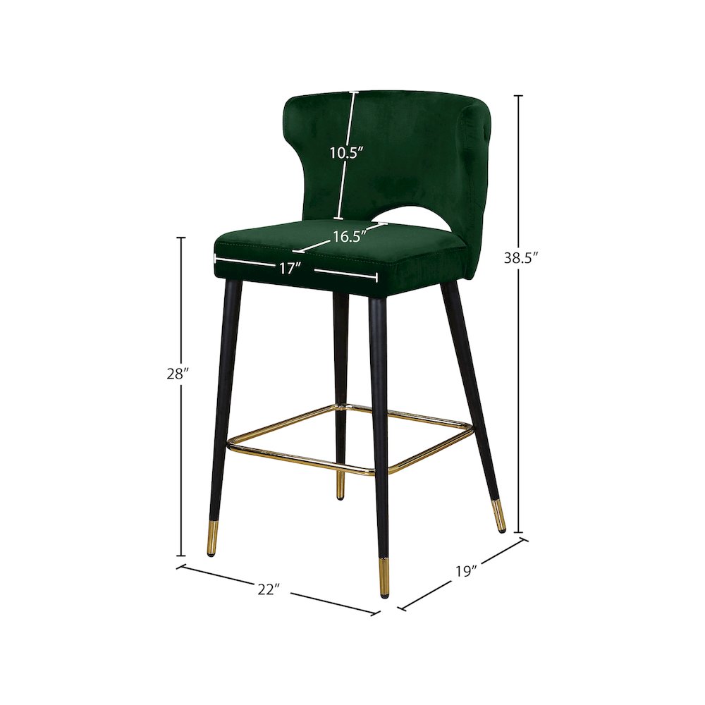 Kelly Green Velvet Stool, Set of 2
