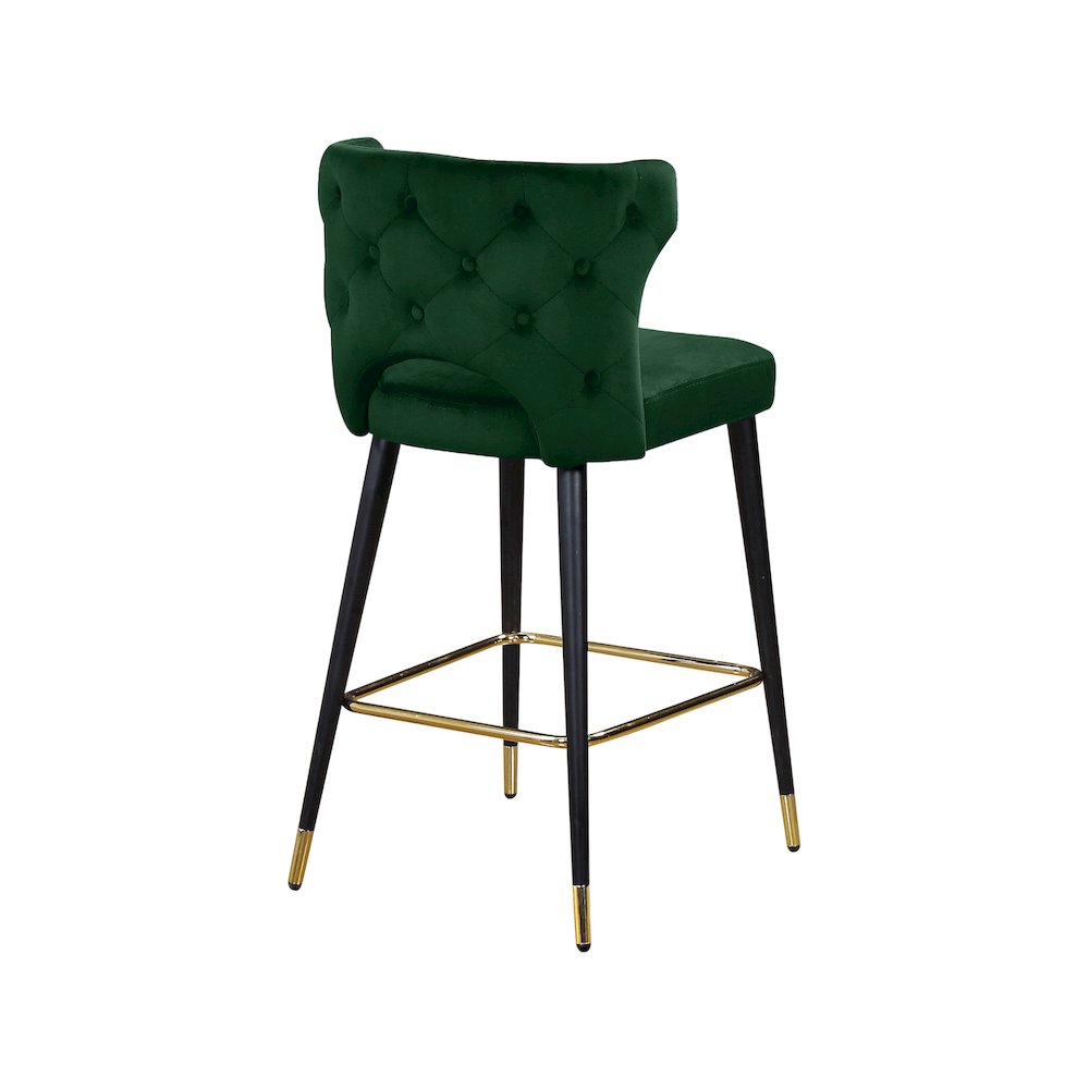 Kelly Green Velvet Stool, Set of 2