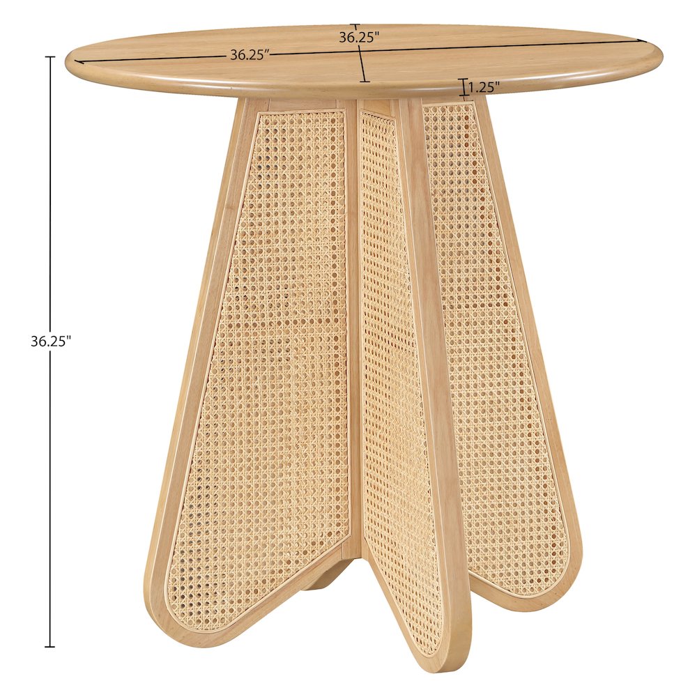 Butterfly 36" Natural Solid Wood And Natural Cane Counter Height Table
