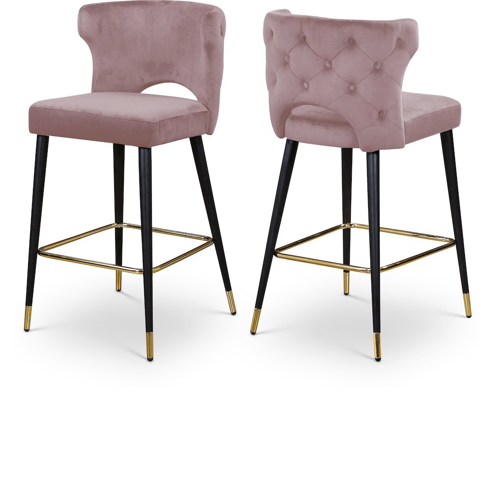 Kelly Pink Velvet Stool, Set of 2