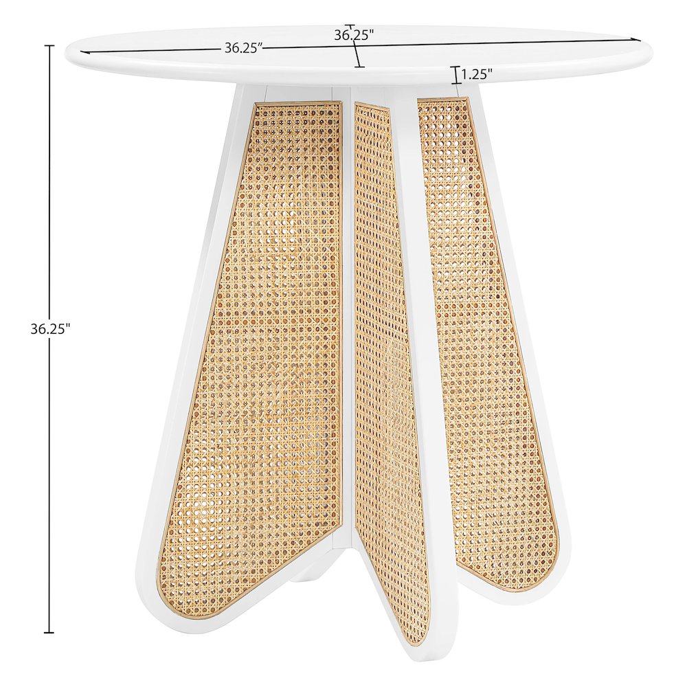 Butterfly 36" White / Natural Solid Wood And Natural Cane Counter Height Table