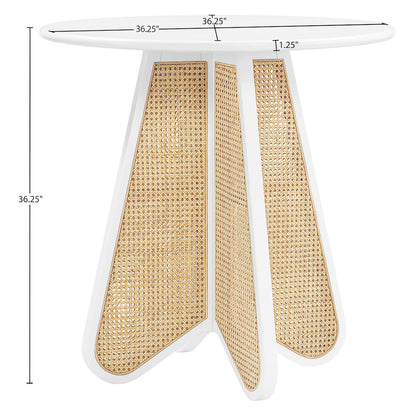 Butterfly 36" White / Natural Solid Wood And Natural Cane Counter Height Table