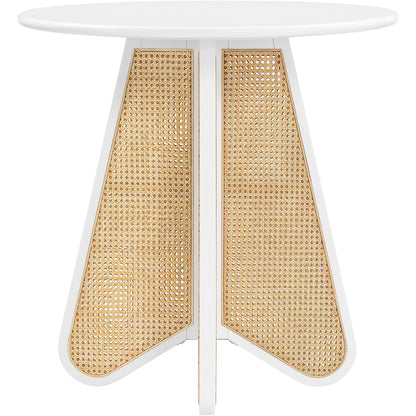 Butterfly 36" White / Natural Solid Wood And Natural Cane Counter Height Table