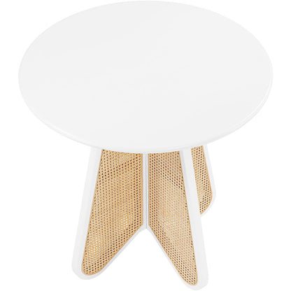 Butterfly 36" White / Natural Solid Wood And Natural Cane Counter Height Table