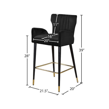 Luxe Black Velvet Stool, Set of 2