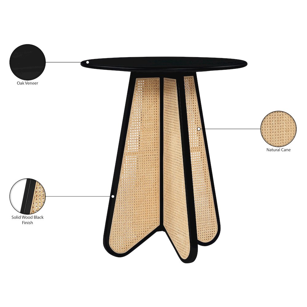 Butterfly 36" Black / Natural Solid Wood And Natural Cane Bar Height Table