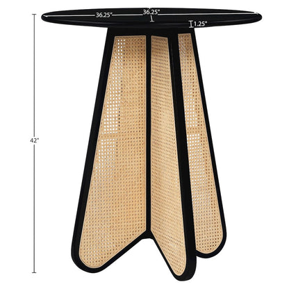 Butterfly 36" Black / Natural Solid Wood And Natural Cane Bar Height Table