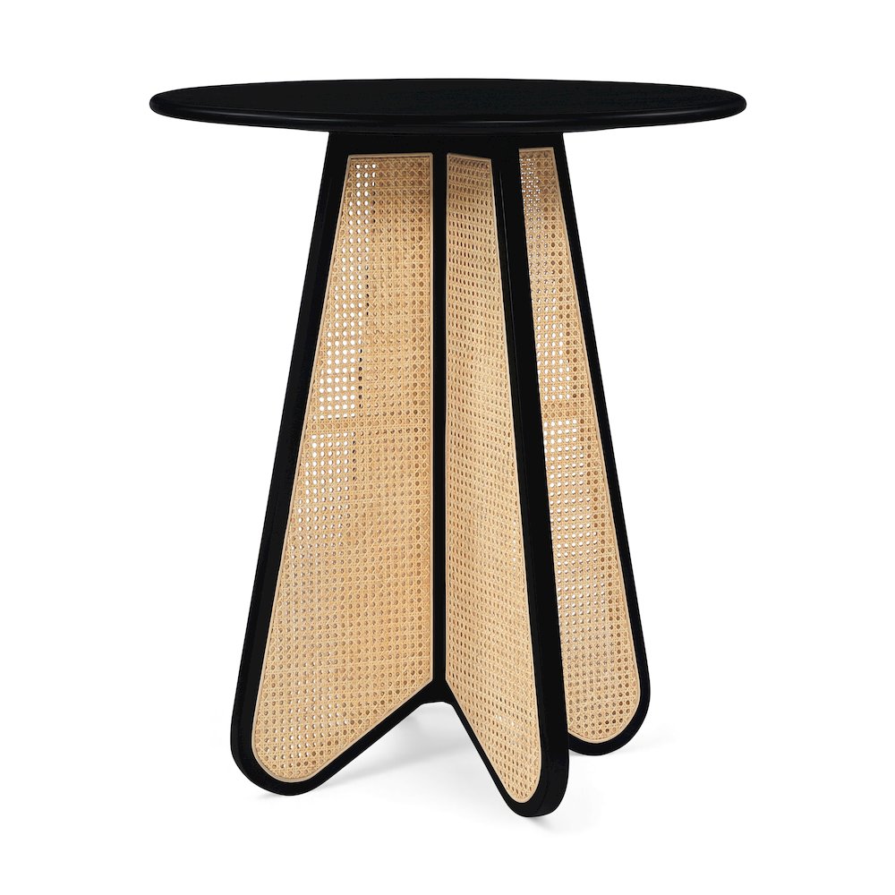 Butterfly 36" Black / Natural Solid Wood And Natural Cane Bar Height Table