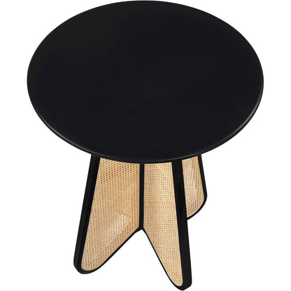 Butterfly 36" Black / Natural Solid Wood And Natural Cane Bar Height Table