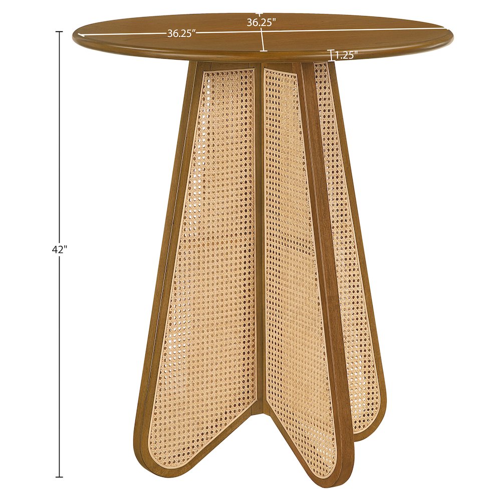 Butterfly 36" Brown / Natural Solid Wood And Natural Cane Bar Height Table