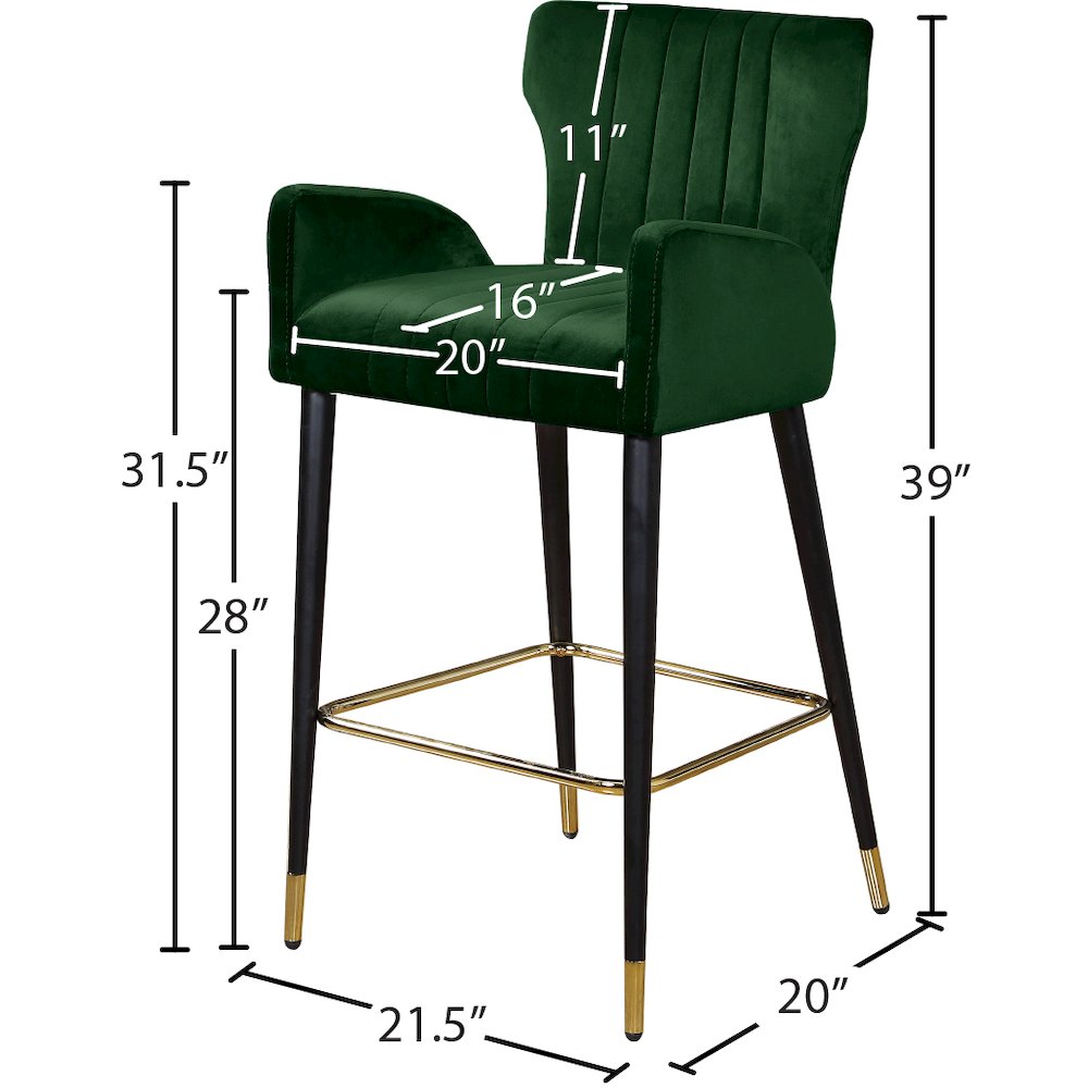 Luxe Green Velvet Stool, Set of 2