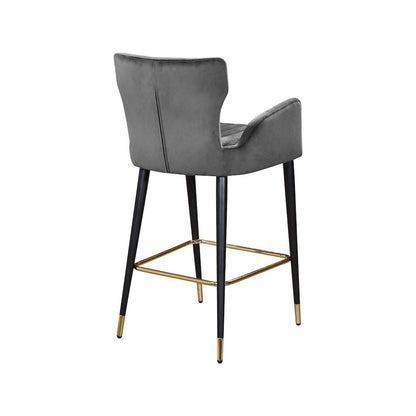 Luxe Grey Velvet Stool, Set of 2