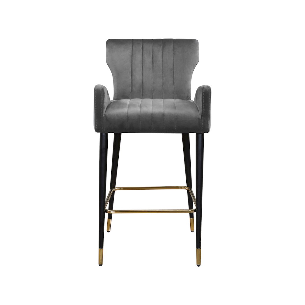 Luxe Grey Velvet Stool, Set of 2